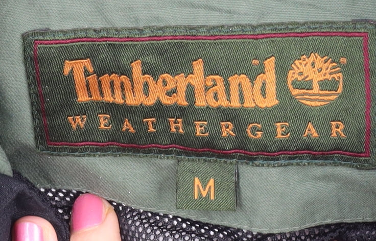 Timberland Mens Green Black Nylon Parka Jacket M Weathergear Hooded