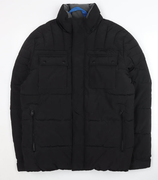 Jack & Jones Men’s Black L Puffer Jacket Winter Warm Coat