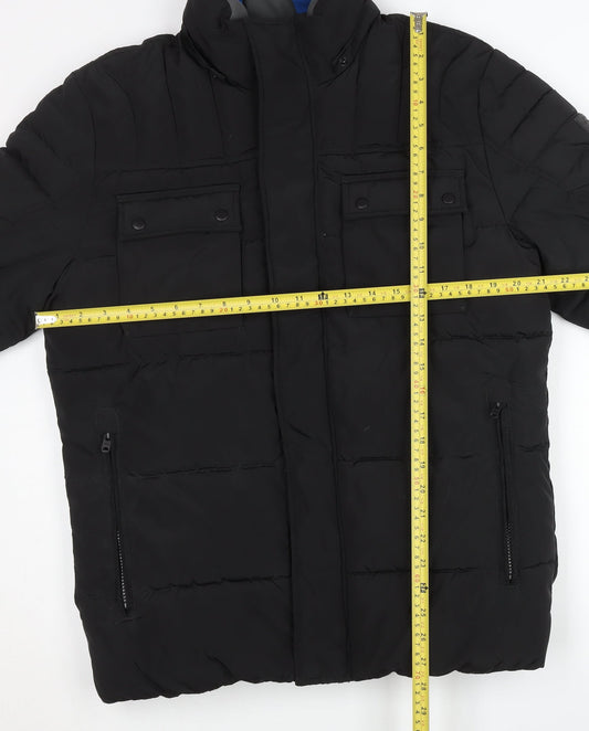 Jack & Jones Men’s Black L Puffer Jacket Winter Warm Coat