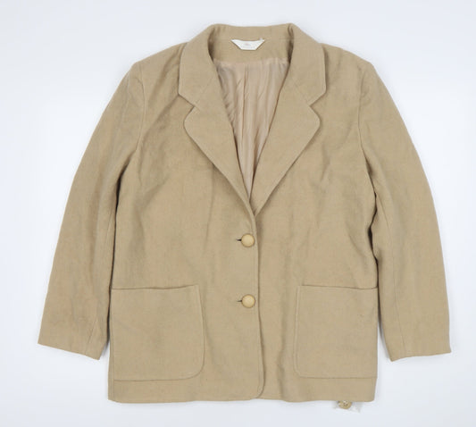 Choices Women’s Beige Wool Blend Blazer Jacket Size 14 Long Sleeve