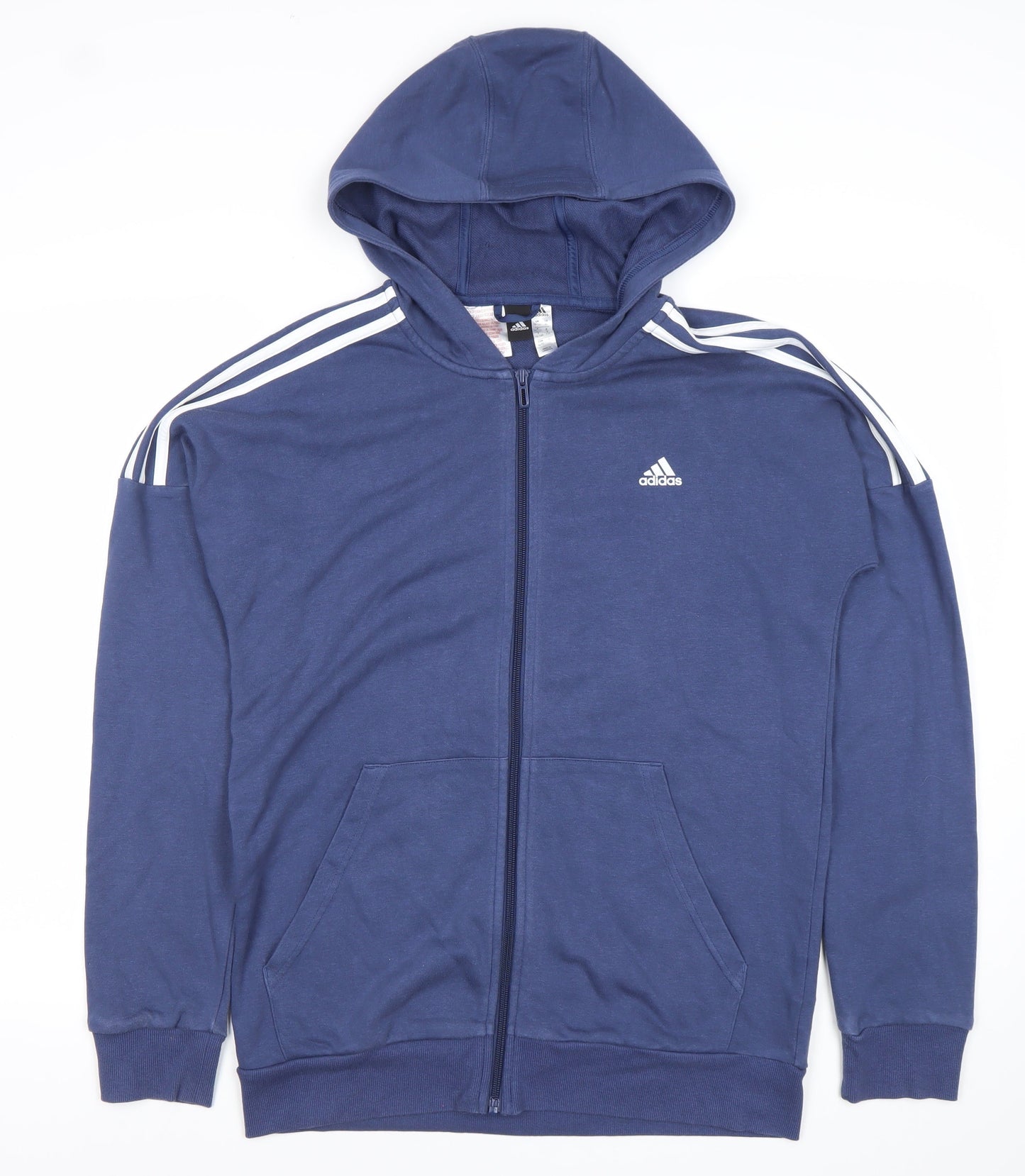 Adidas Boys Blue Full Zip Hoodie 15-16Y XL Sports Logo Activewear