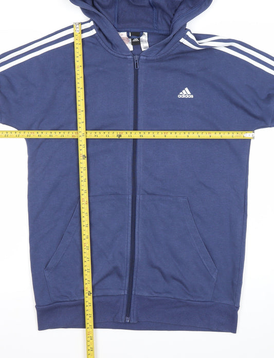 Adidas Boys Blue Full Zip Hoodie 15-16Y XL Sports Logo Activewear