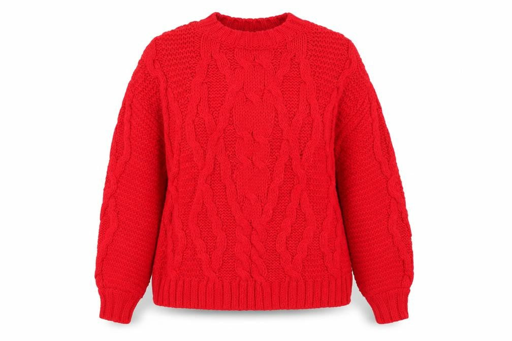 Casa Collection Womens Red Chunky Knit Acrylic Jumper Size 6