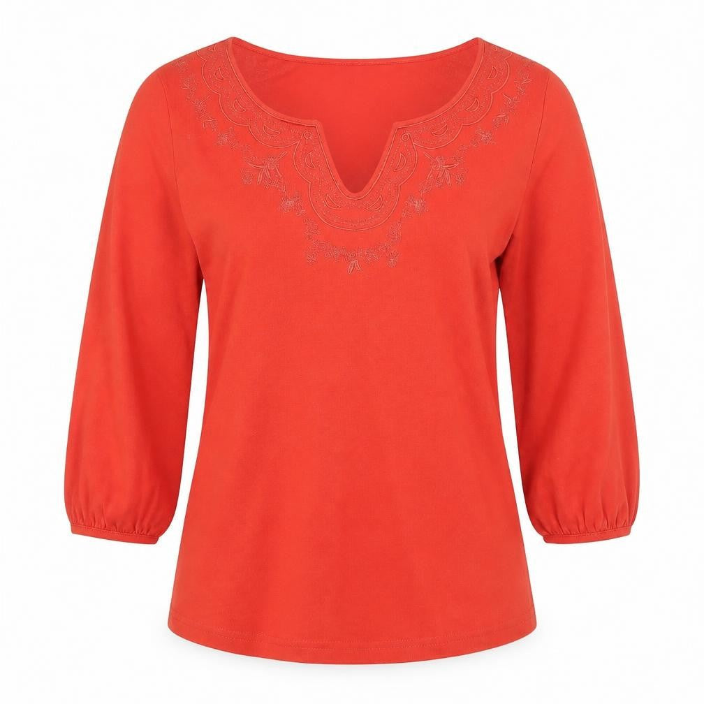 Marks and Spencer Per Una Women's Red Embroidered Tunic Blouse Size 10