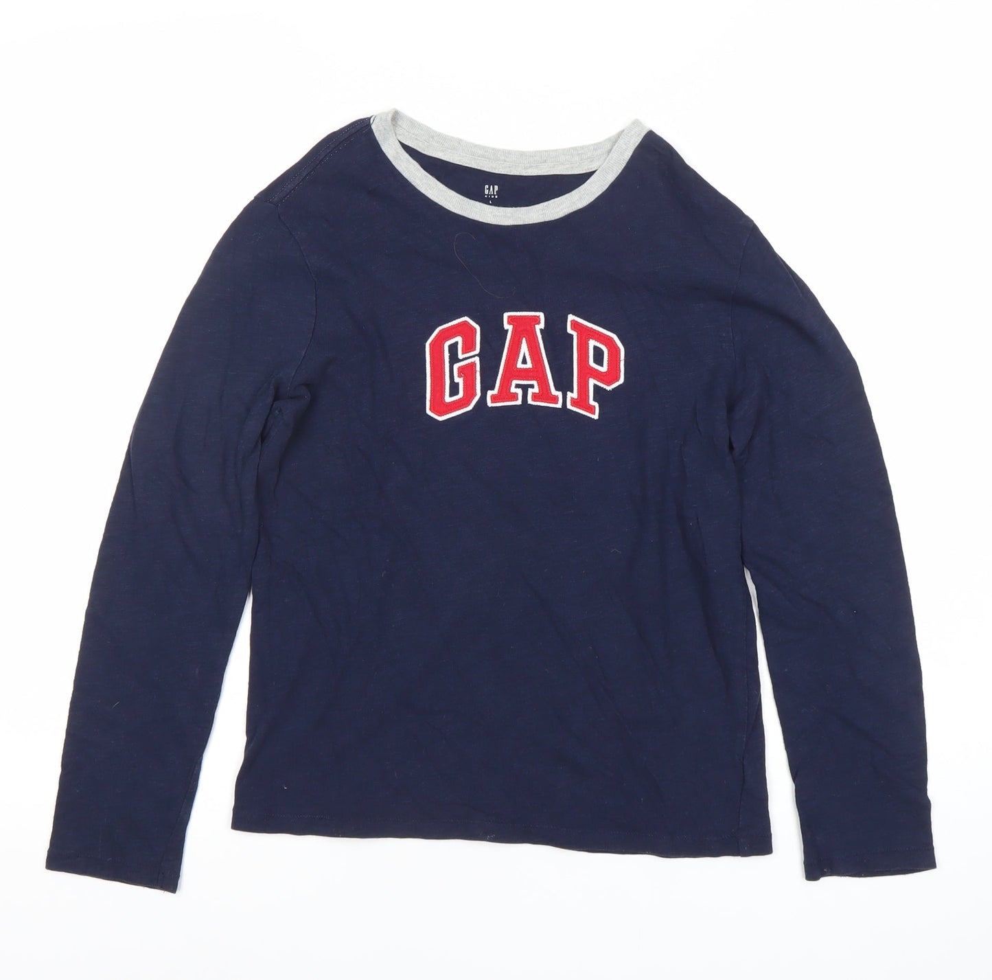 GAP Boys Blue Long Sleeve Logo T-Shirt Age 10-11 Years Cotton