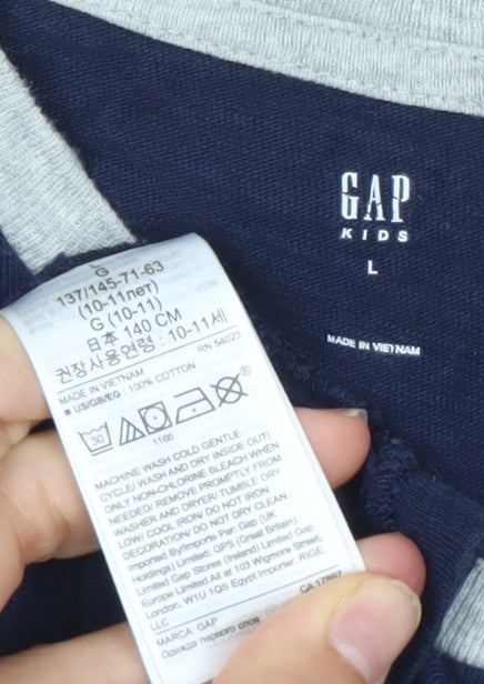 GAP Boys Blue Long Sleeve Logo T-Shirt Age 10-11 Years Cotton
