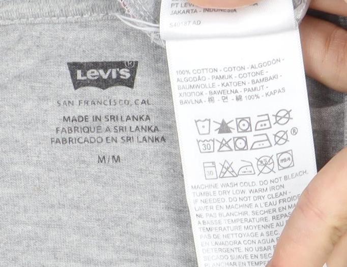 Levi's Mens Grey Logo Graphic Print Crew Neck T-Shirt Size M