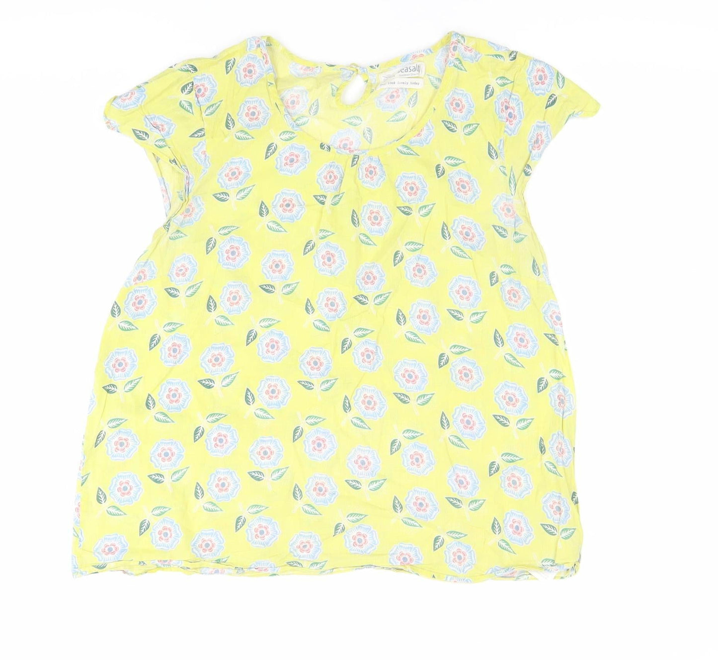Seasalt Womens Yellow Floral Cotton Tunic Blouse Size 12