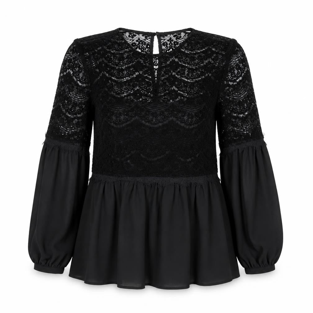 Marks and Spencer Women’s Black Lace Tunic Blouse Size 8
