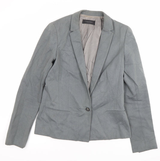 Calvin Klein Women’s Grey Wool Blazer Size 10 Tailored Work Jacket