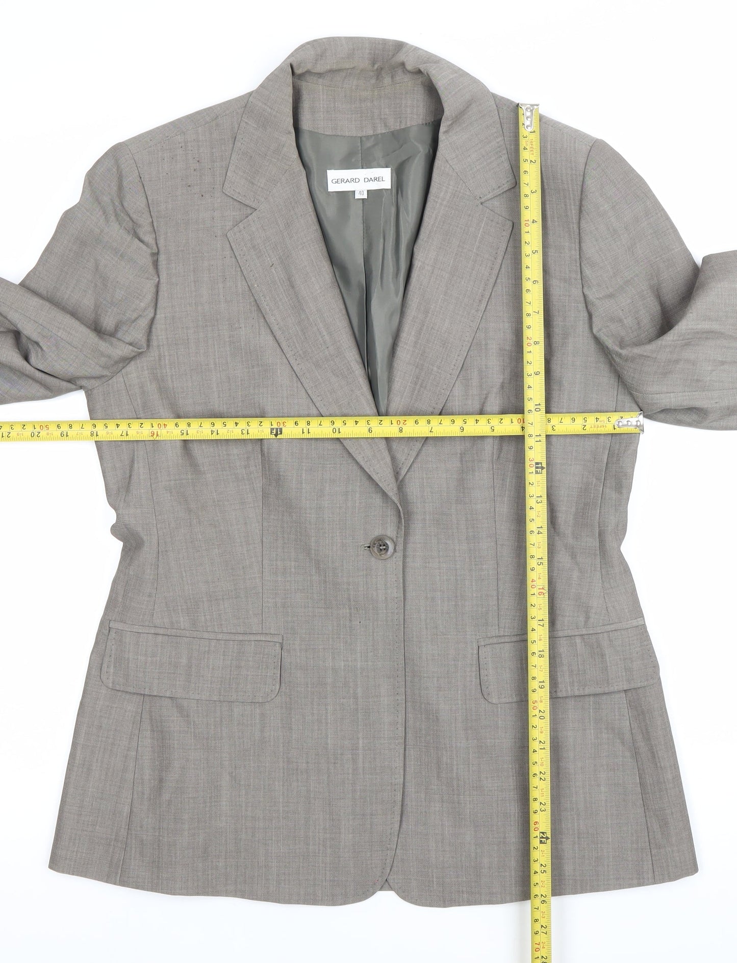 Gerard Darel Womens Grey Wool Workwear Suit Jacket Size 12