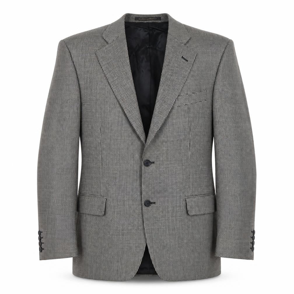 Marks and Spencer Men Black & White Checked Wool Blazer Jacket 40R