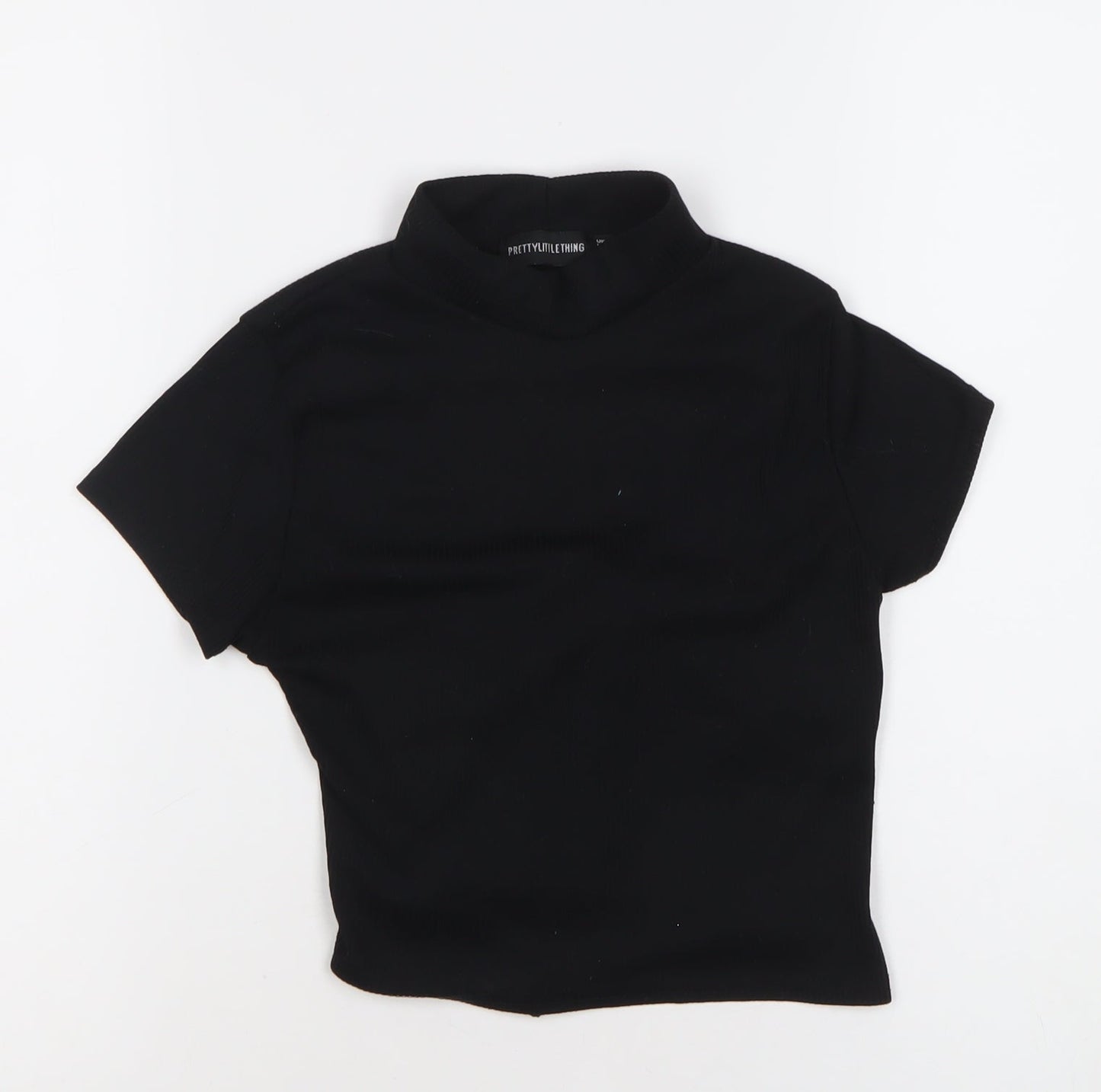 PrettyLittleThing Women’s Black Size 8 Cropped Mock Neck T-Shirt