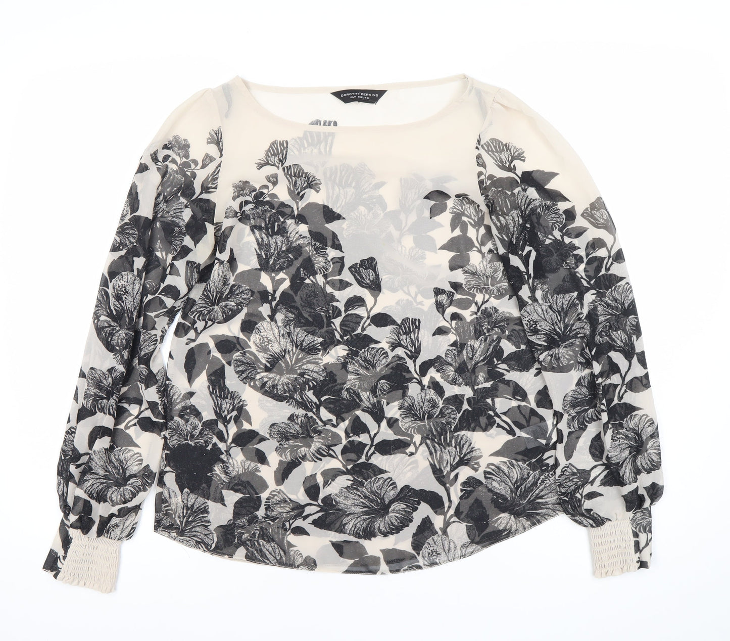 Dorothy Perkins Women’s Black Floral Chiffon Blouse Size 12