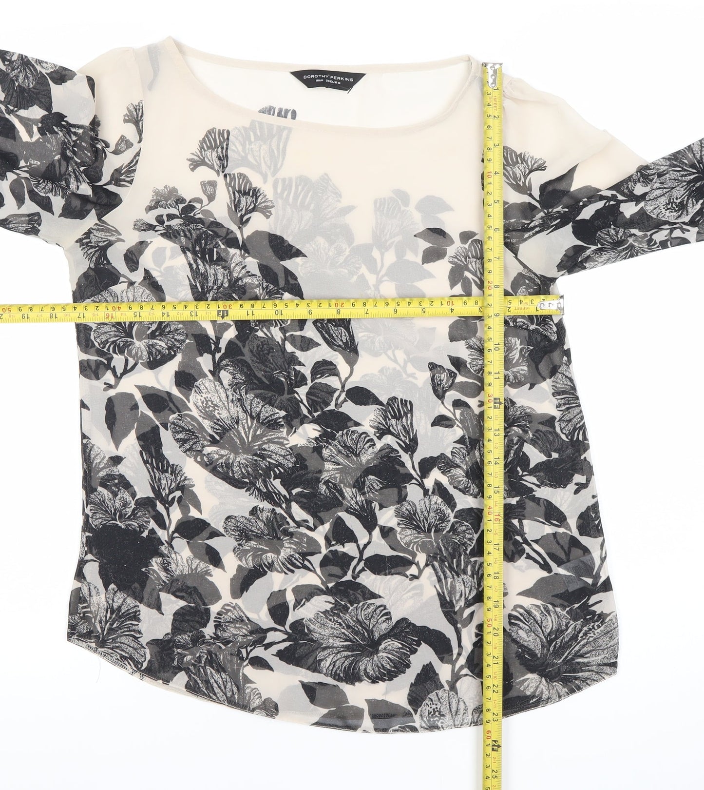 Dorothy Perkins Women’s Black Floral Chiffon Blouse Size 12