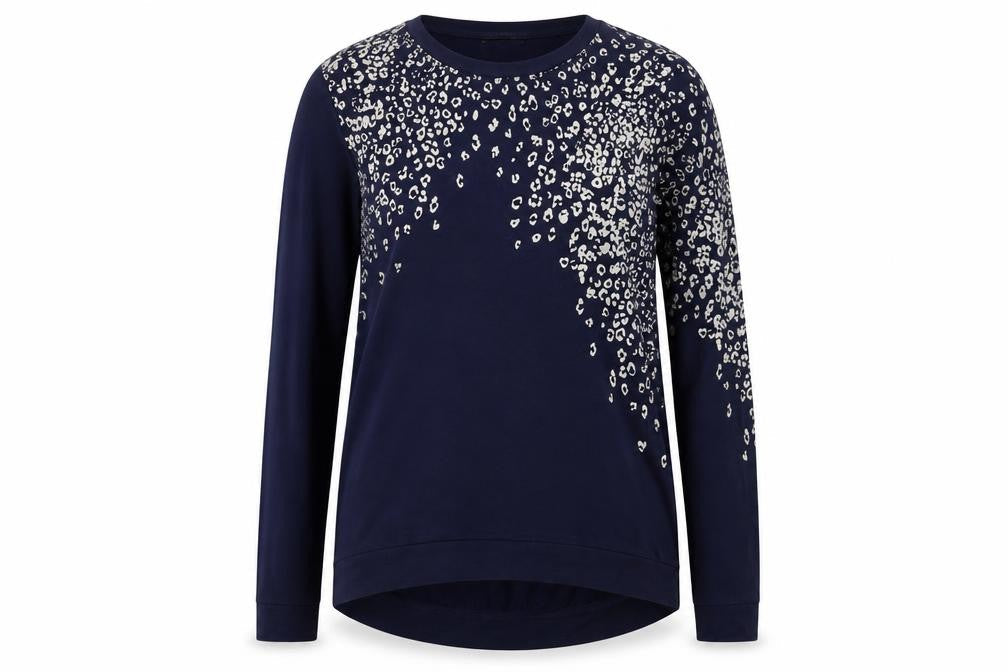 Oasis Women's Blue Animal Print Long Sleeve T-Shirt Top Size S