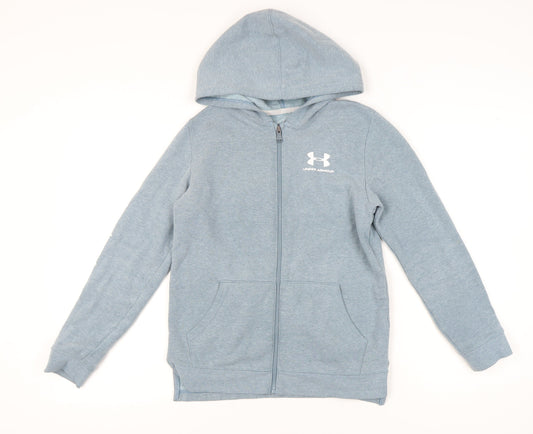 Under Armour Boys Blue Full Zip Hoodie YXL 14 Years Sportswear Fleece
