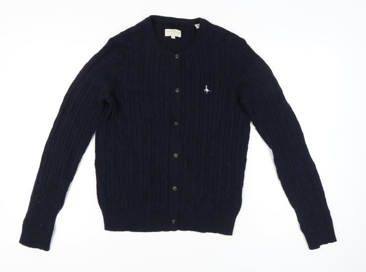 Jack Wills Women’s Blue Merino Wool Cable Knit Cardigan UK 14