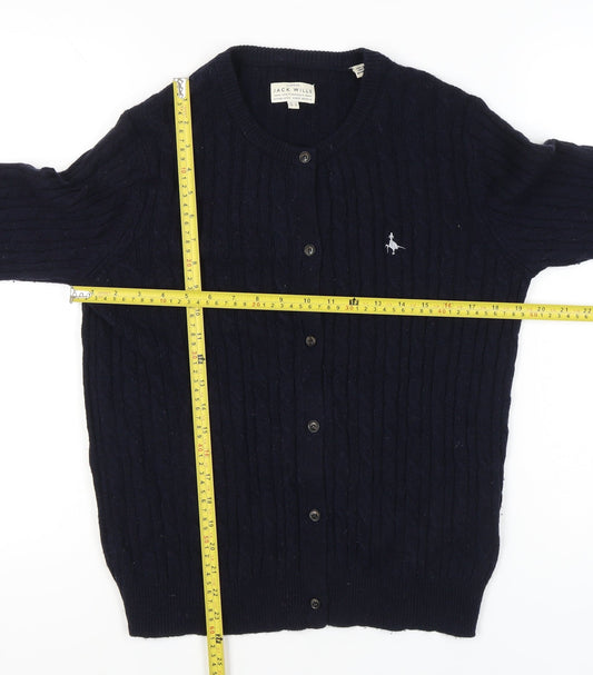 Jack Wills Women’s Blue Merino Wool Cable Knit Cardigan UK 14