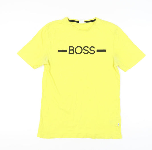 Hugo Boss Boys Yellow 16 Years Logo Short Sleeve Cotton T-Shirt