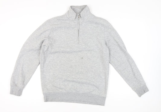 MNG Men’s Grey 1/4 Zip High Neck Sweatshirt Size S Regular Fit