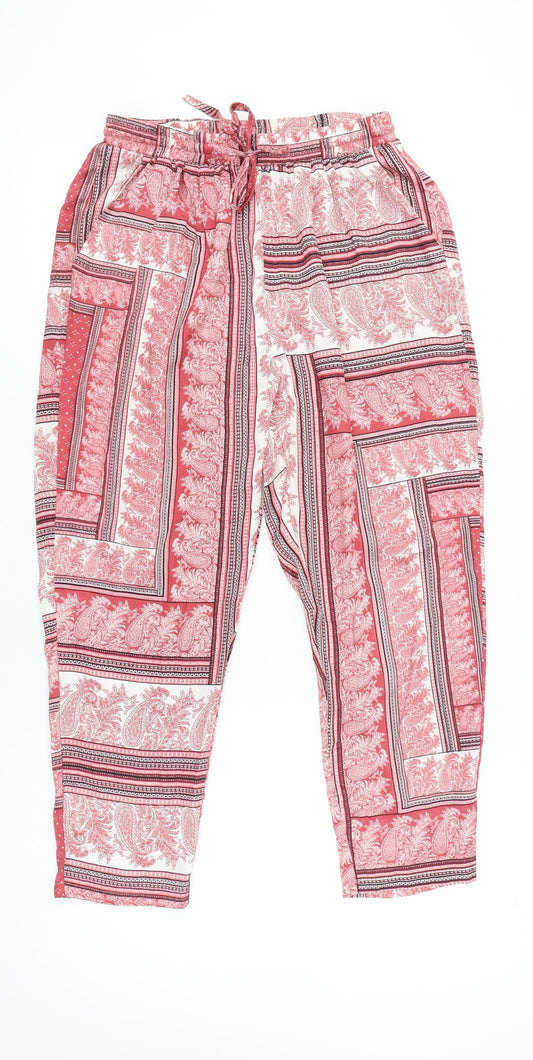 PrettyLittleThing Womens Red Paisley Jogger Trousers Size 12