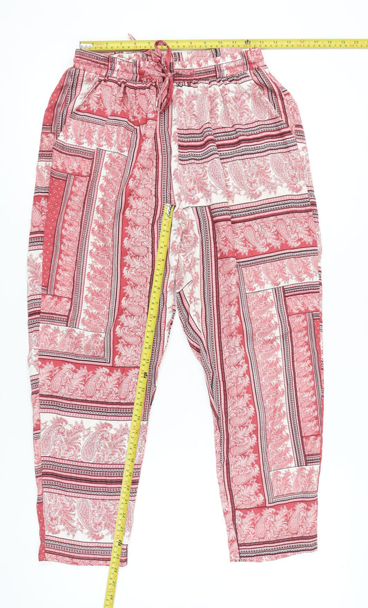 PrettyLittleThing Womens Red Paisley Jogger Trousers Size 12