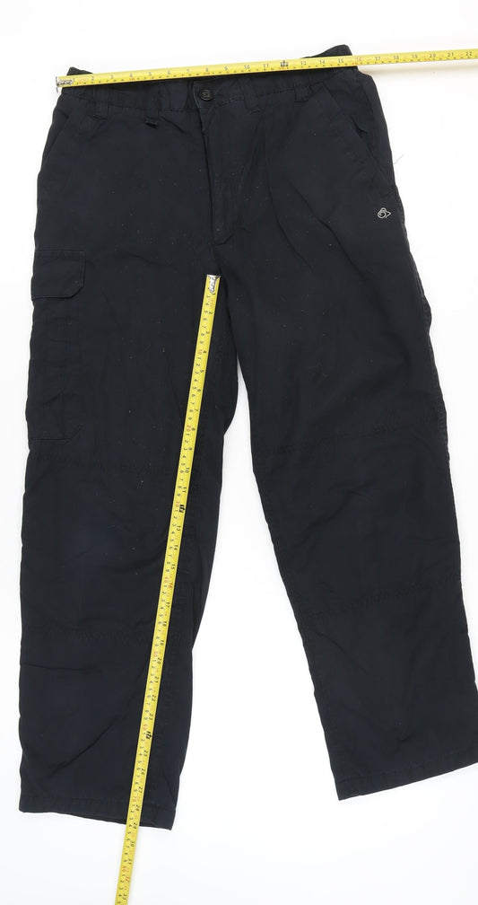 Craghoppers Mens Black Cargo Trousers S 30in Waist Travel Workwear