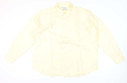 Marks and Spencer Men’s Yellow XL Button-Down Cotton Shirt