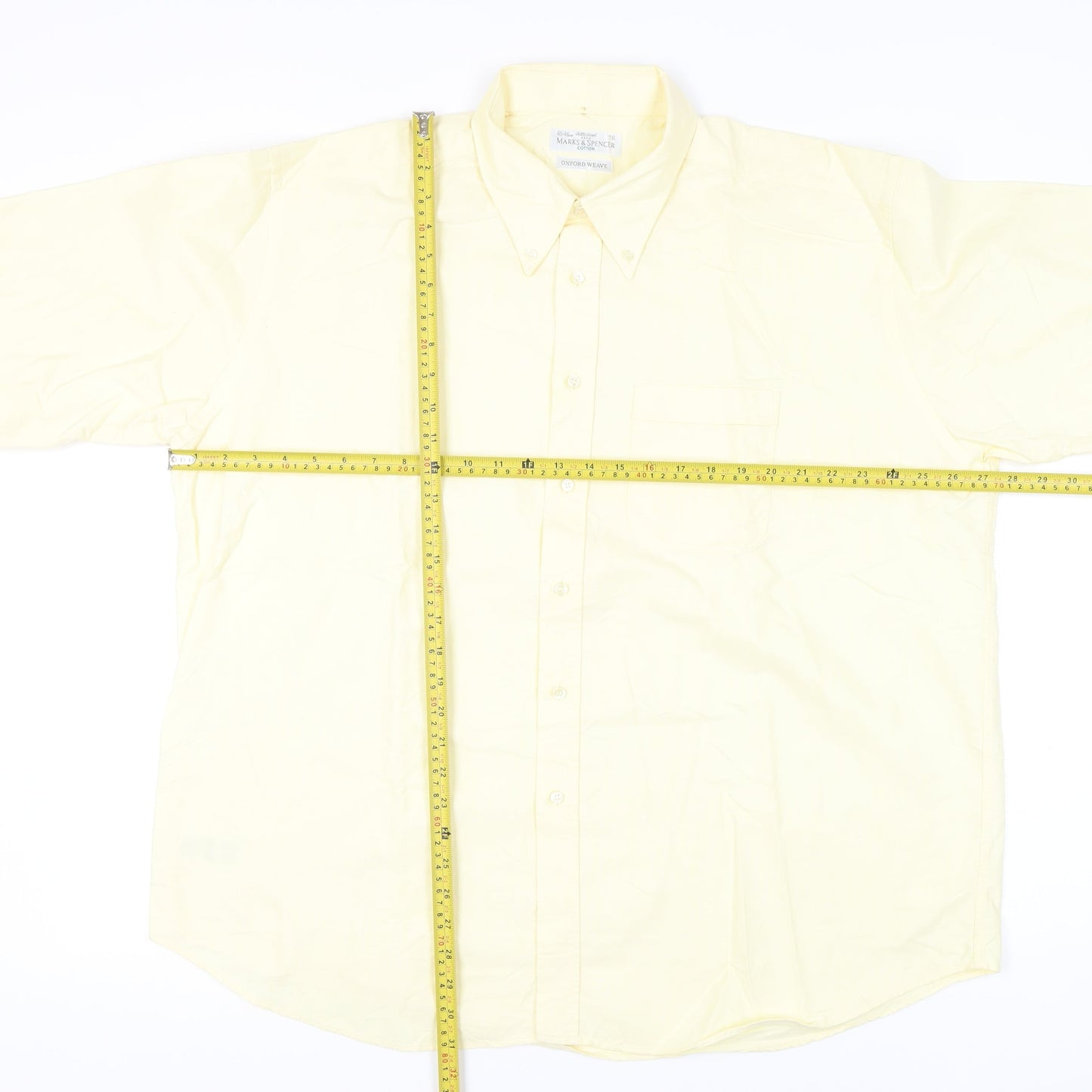 Marks and Spencer Men’s Yellow XL Button-Down Cotton Shirt