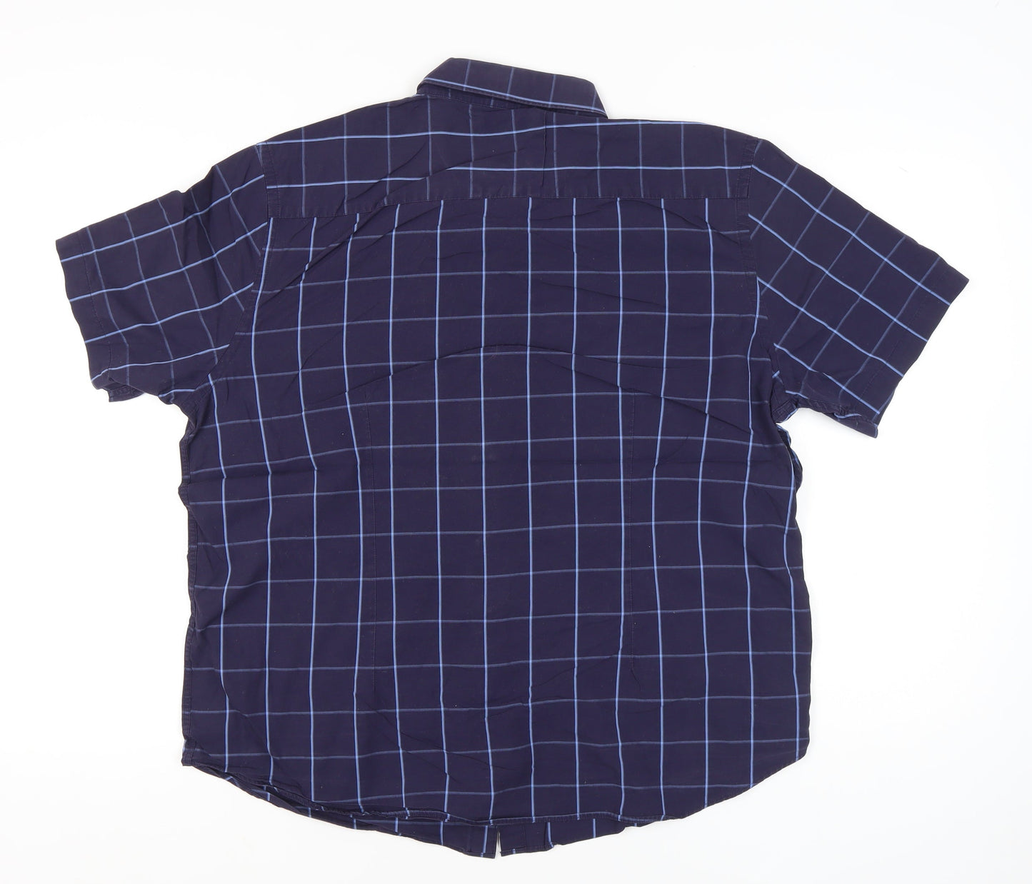 Jasper Conran Men’s Blue Check Cotton Short Sleeve Shirt XL 46-48"