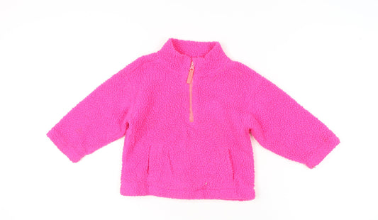 GAP Girls Pink Fleece Sweatshirt 3 Years Pullover 1/4 Zip