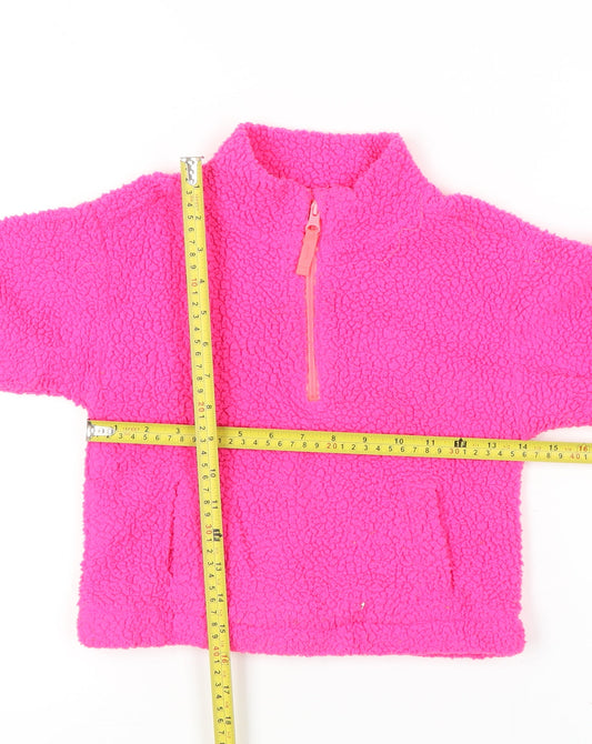 GAP Girls Pink Fleece Sweatshirt 3 Years Pullover 1/4 Zip