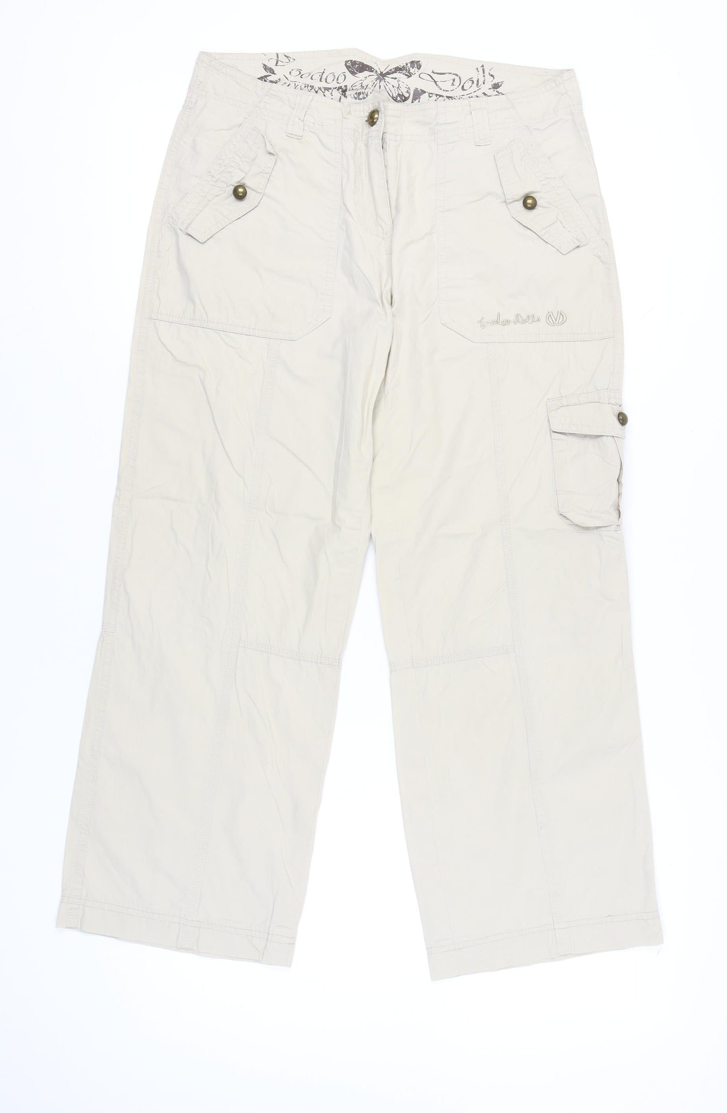 Voodoo Dolls Womens Beige Cotton Cargo Trousers Size 10
