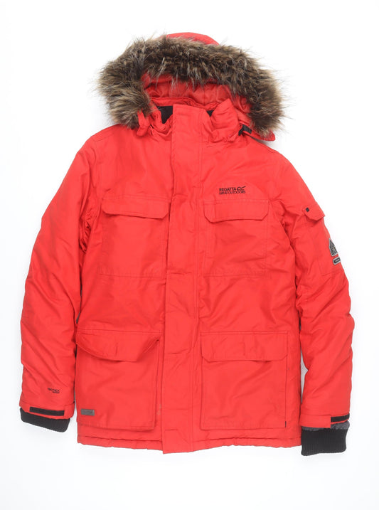 Regatta Mens Red Parka Jacket S Waterproof Hooded Winter Coat
