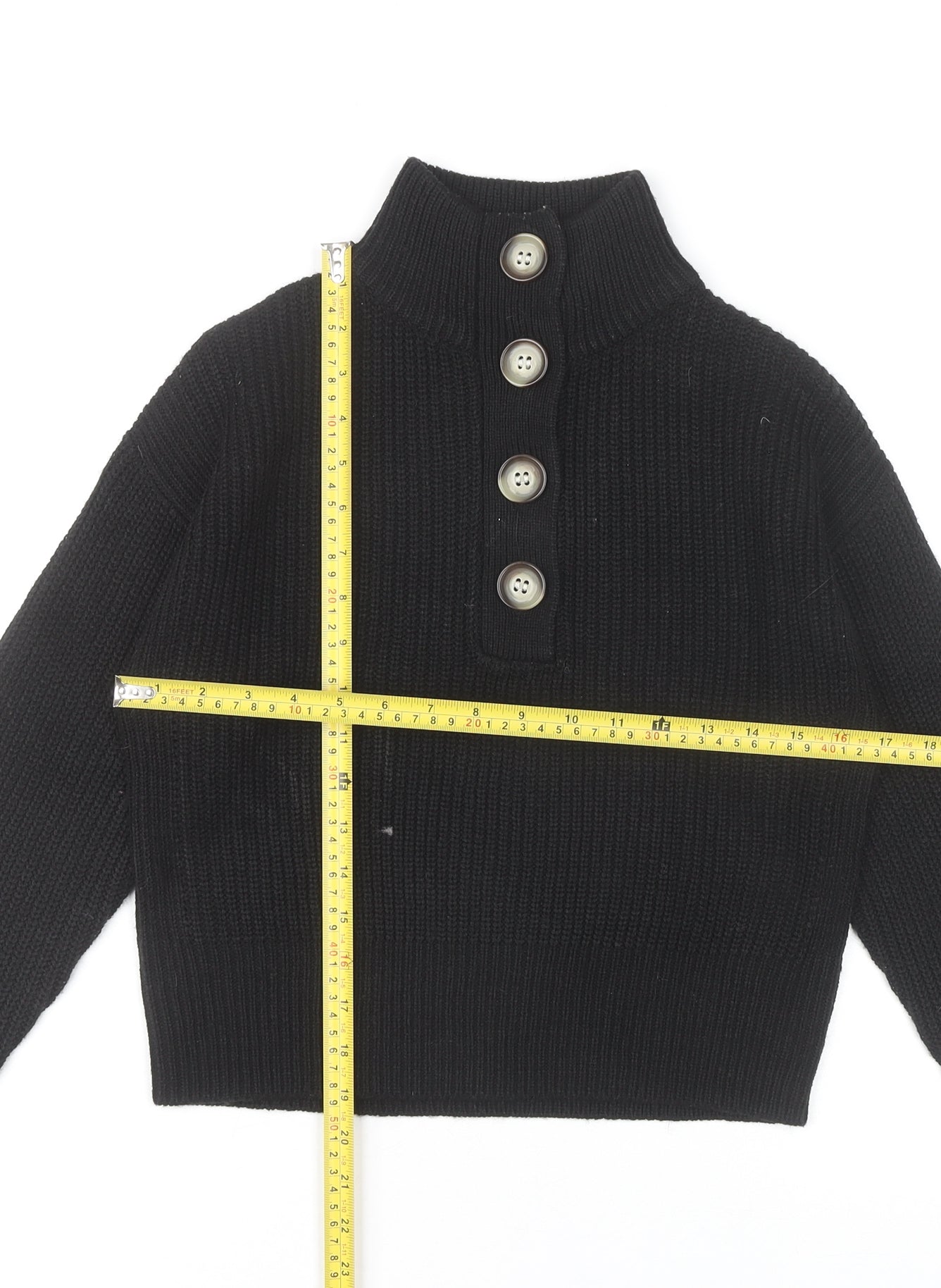 Brave Soul Womens Black Size 6 High Neck Button Pullover Jumper