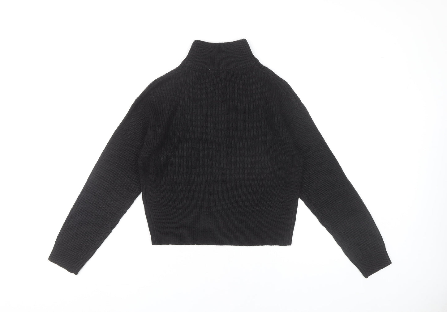 Brave Soul Womens Black Size 6 High Neck Button Pullover Jumper