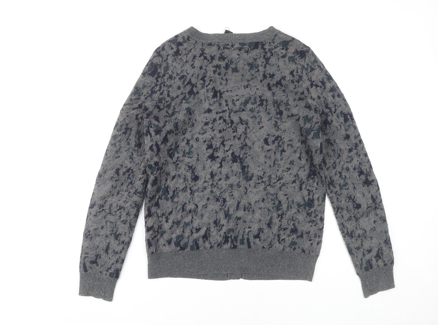 AllSaints Women’s Grey Animal Print Cardigan UK 10 Wool Blend