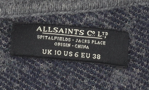 AllSaints Women’s Grey Animal Print Cardigan UK 10 Wool Blend