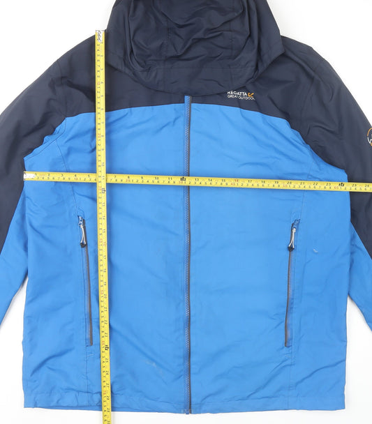 Regatta Men’s Blue XL Waterproof Hooded Rain Jacket Coat