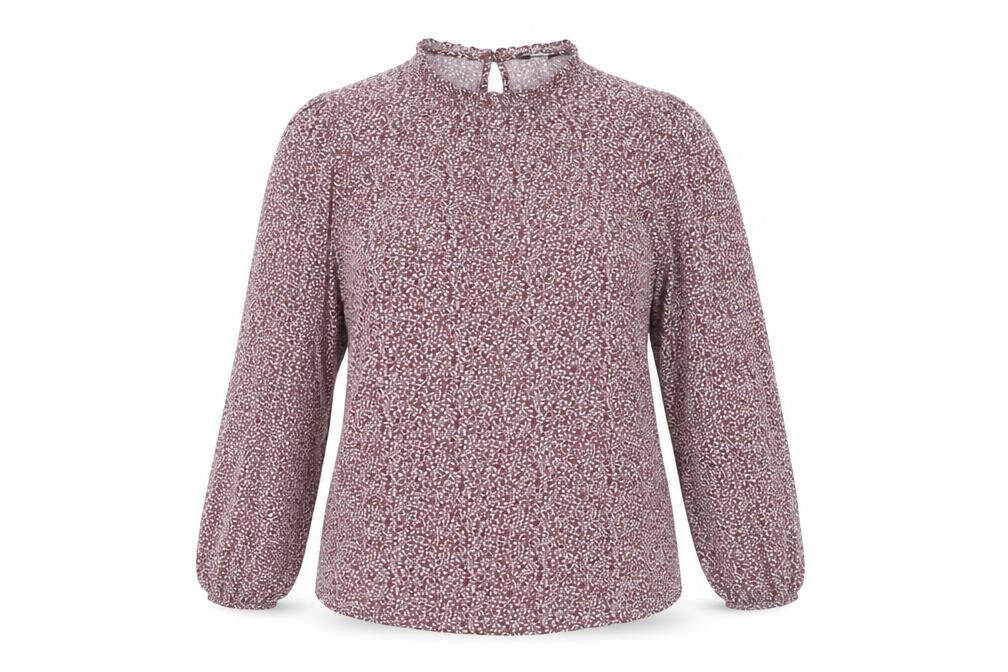 Marks and Spencer Womens Red Floral Blouse Size 12 Long Sleeve