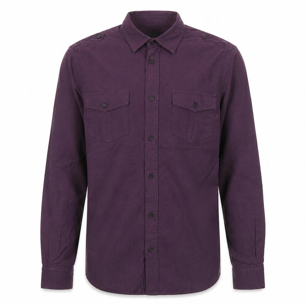 Peacocks Mens Purple Long Sleeve Button-Up Shirt Size S