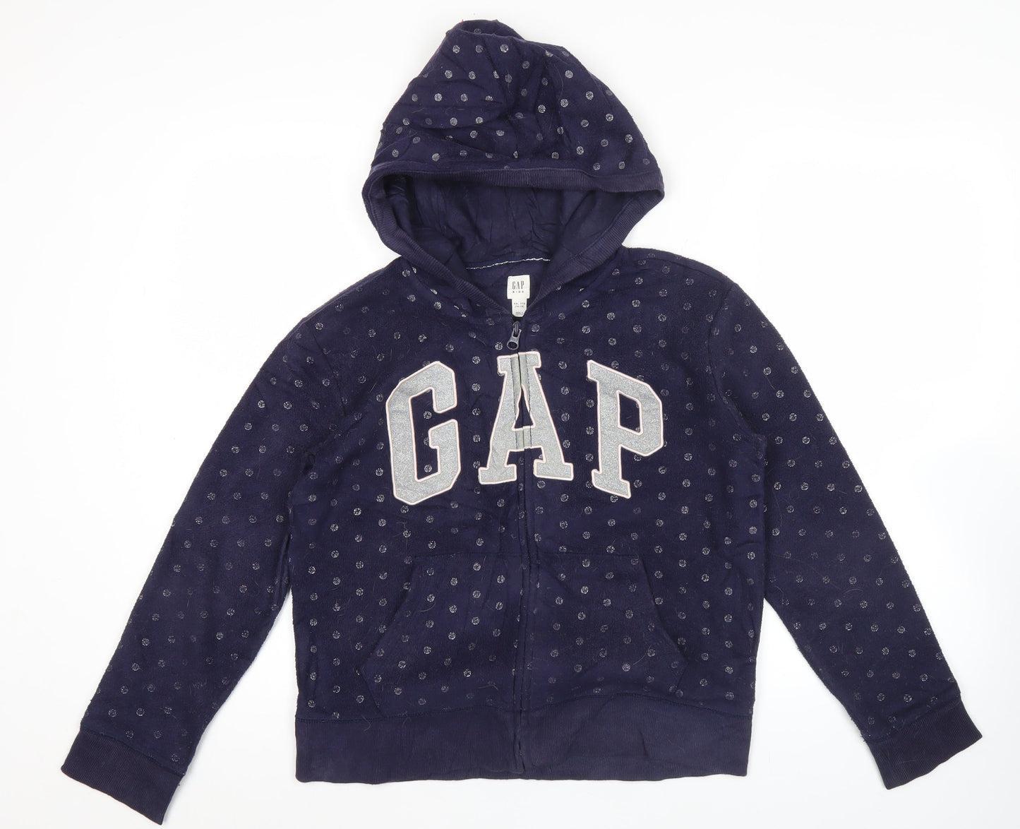 GAP Kids Girls Blue Polka Dot Logo Full Zip Hoodie 14-16 Years