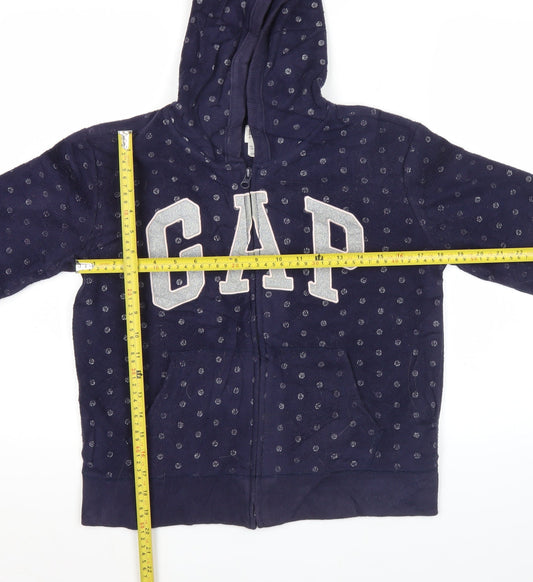GAP Kids Girls Blue Polka Dot Logo Full Zip Hoodie 14-16 Years