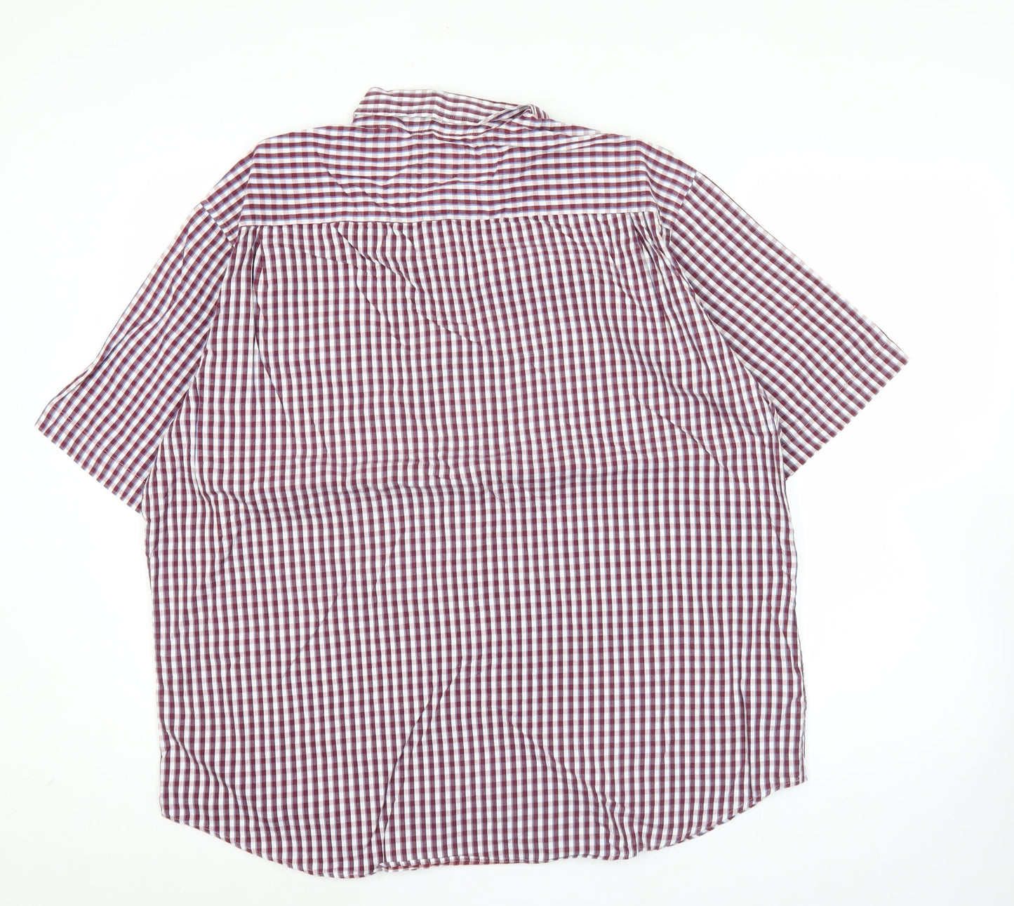 Marks and Spencer Men's XL Red Check Short Sleeve Button-Up Shirt