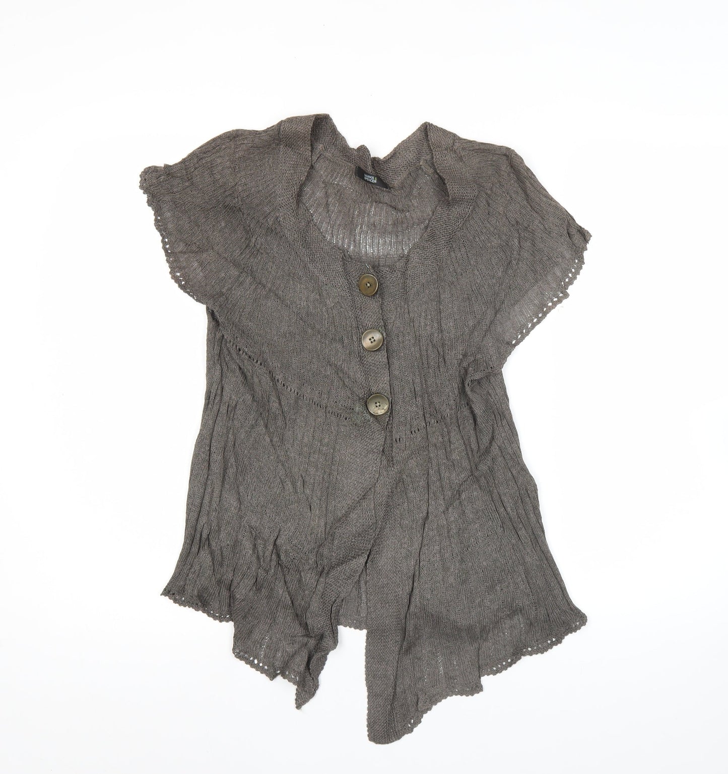 Marks & Spencer Womens Brown Cardigan UK 12 Linen Blend V-Neck