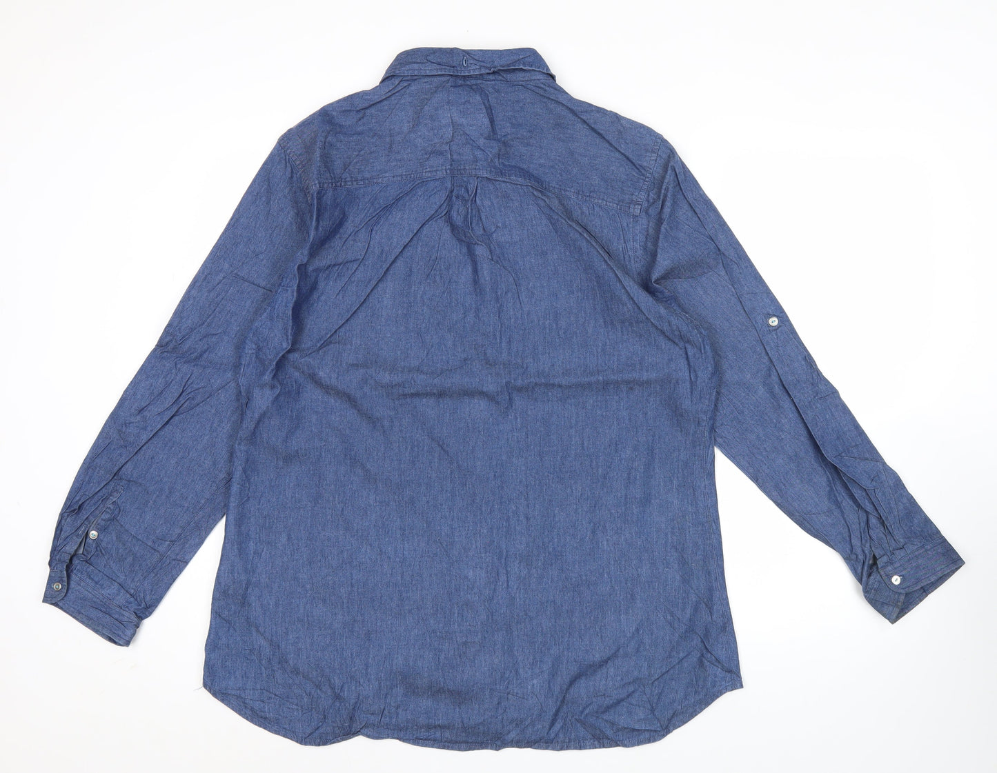Regatta Womens Blue Cotton Button-Up Shirt Size 18 Long Sleeve