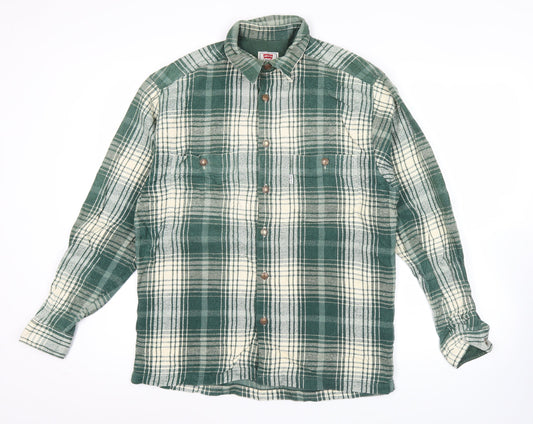 Levi's Men's Green Plaid Flannel Button-Up Shirt M Regular