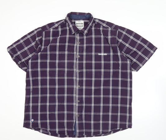 Lambretta Men’s Purple Checked Cotton Short Sleeve Button-Up Shirt XL