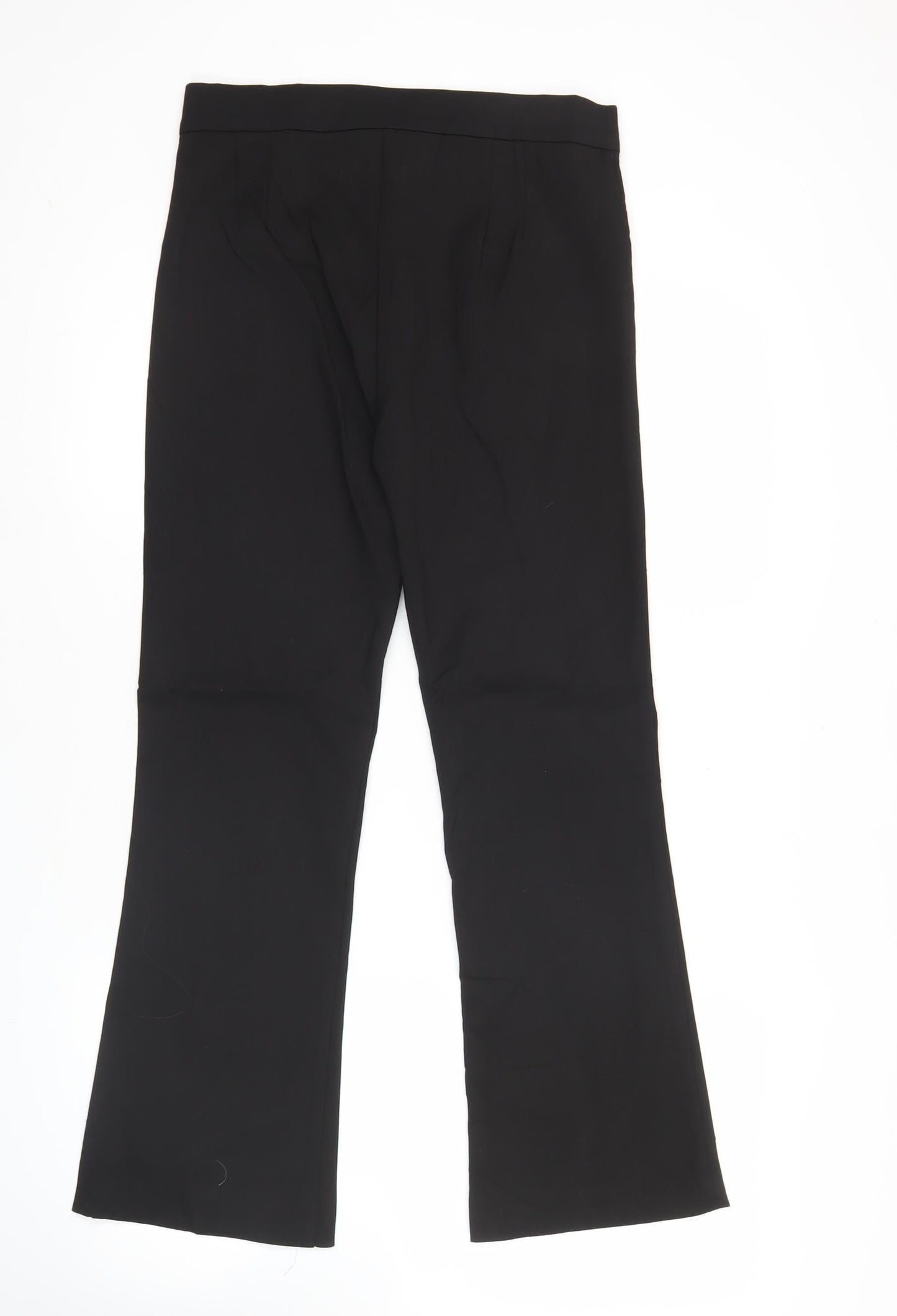 Zara Women Black M Straight Leg Business Trousers Cotton Blend